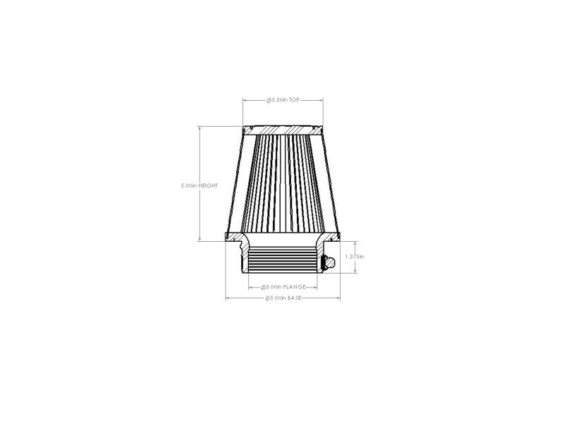 aFe POWER Universal Clamp-On Air Filter w/ D2 Dura-Dry Media 3 IN F x5 IN B x3-1/2 IN T x5 IN H