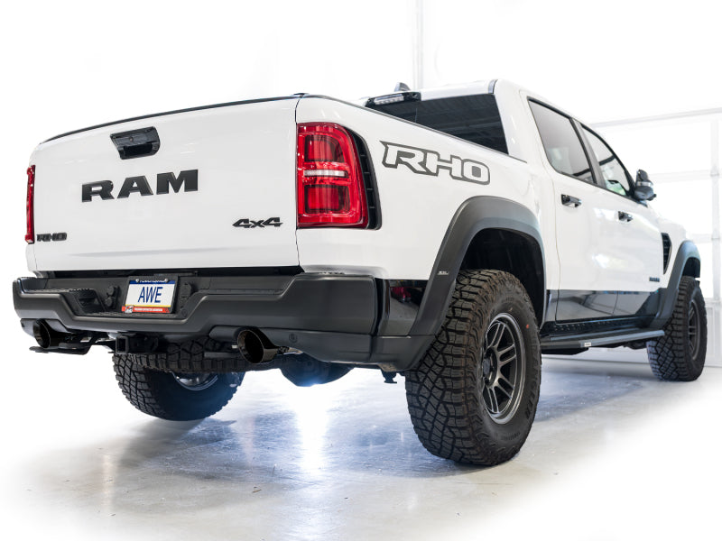 AWE Tuning 2025+ RAM 1500 RHO 3.0 I6 TT 0FG Dual Rear Exit Cat-Back Exhaust - Diamond Black Tips