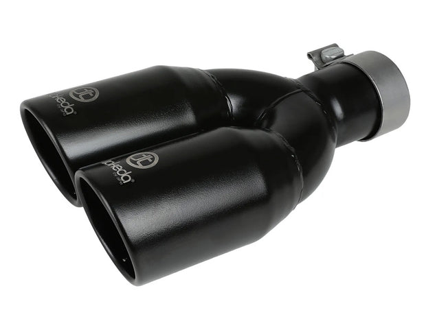 aFe Takeda 304 Stainless Steel Clamp-on Exhaust Tip Black 2-1/2ininlet x 3-1/2in Outlet X 12in L
