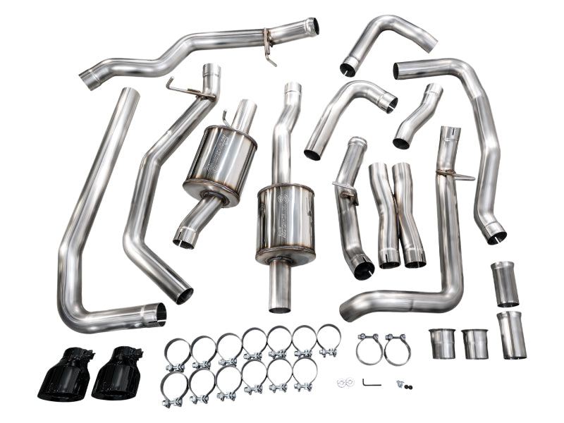 AWE Tuning 2025+ RAM 1500 RHO 3.0 I6 TT 0FG Dual Rear Exit Cat-Back Exhaust - Diamond Black Tips